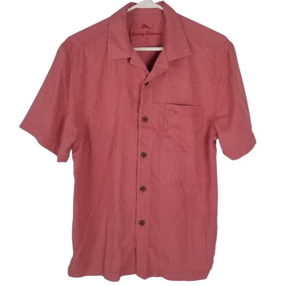 Tommy Bahama IslandZone Cool Max/Silk Blend Button Front Shirt Size S Salmon - Picture 1 of 13